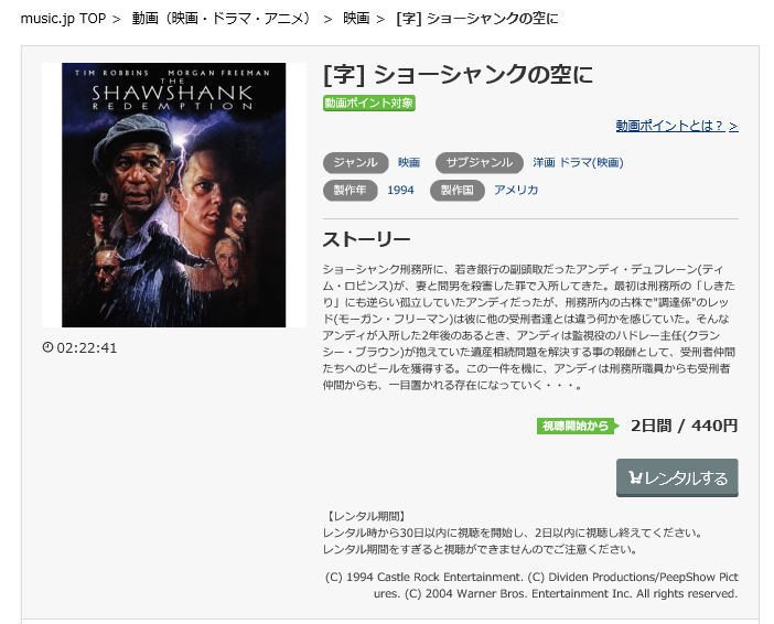 映画 ショーシャンクの空にの動画フルを無料視聴 配信で吹き替え 字幕をdvdよりも高画質で見る