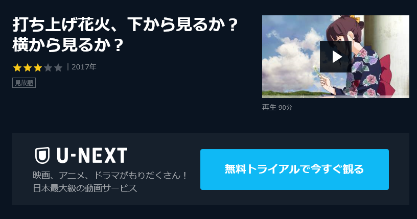 映画 打ち上げ花火下から見るかの動画フルを無料視聴配信まとめ B9 Anitube Dailymotion 9tuも調査